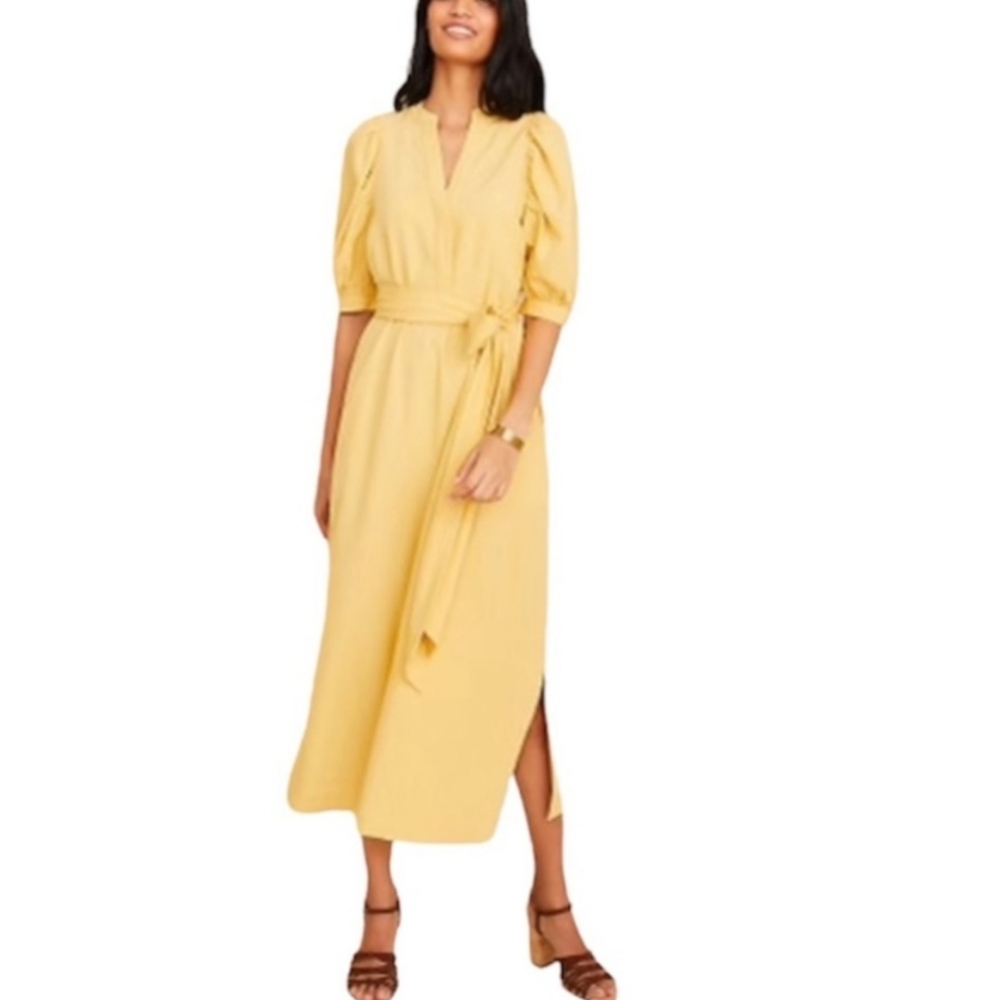 Ann Taylor Yellow Midi Wrap Dress
